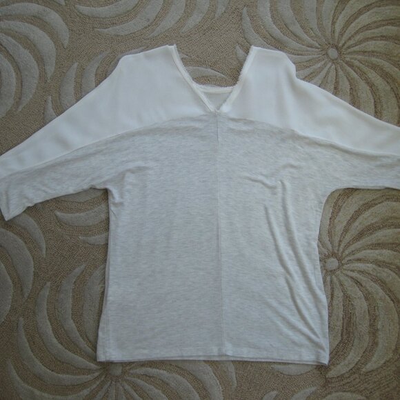Anthropology Dolan Left Coast Avan Dolman Sleeves Knit Top Size M White Grey - Picture 5 of 9